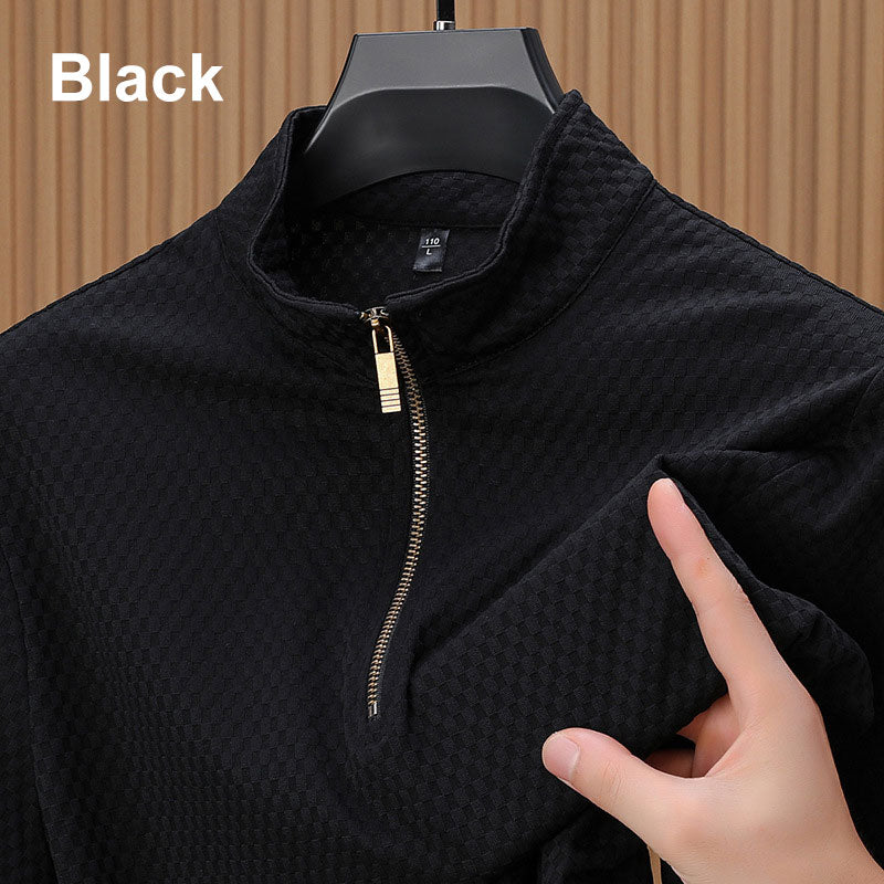 Men's High Fashion Pattern Half Zip Casual Business Shirt