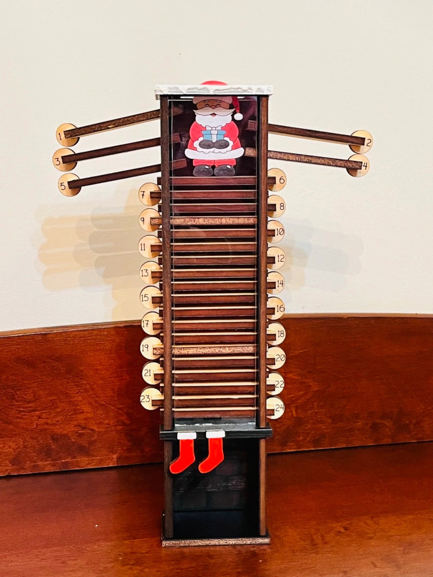 Santa Claus down the chimney countdown advent calendar