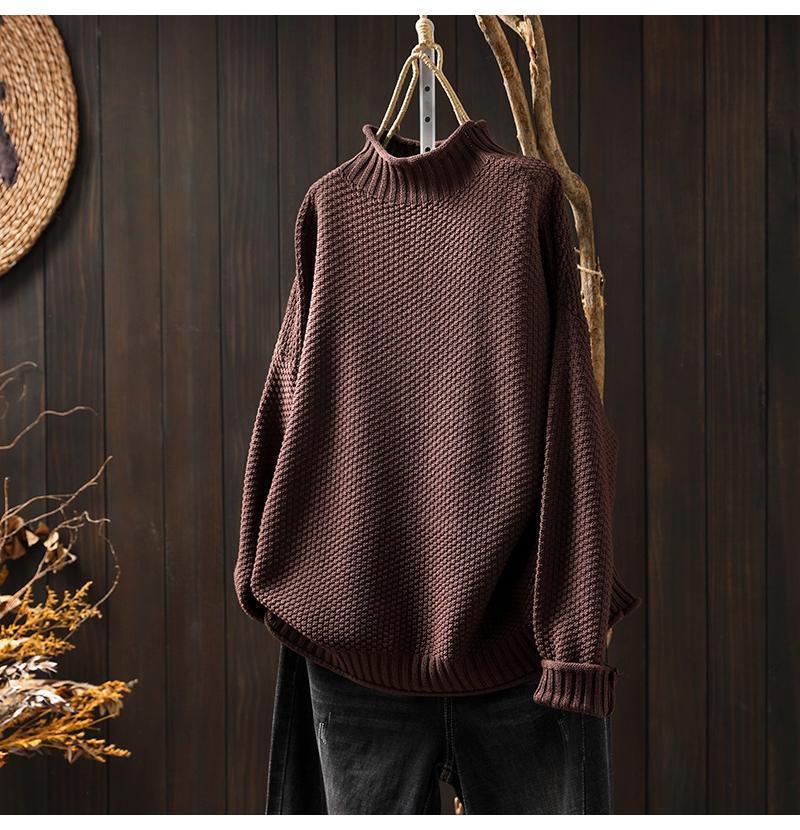⭐Turtleneck three-dimensional diamond knitted sweater