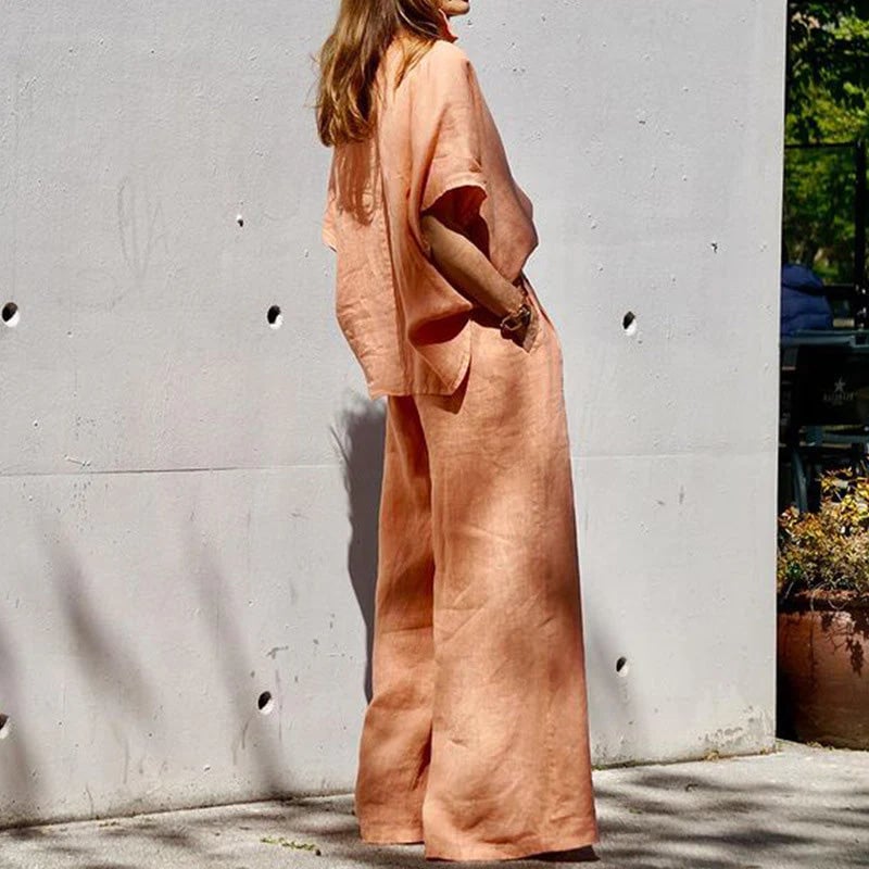 Women's two-piece cotton linen