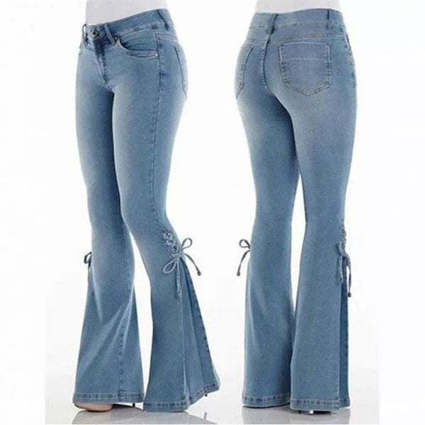 HUGGER BELL BOTTOMS STRETCHY JEANS
