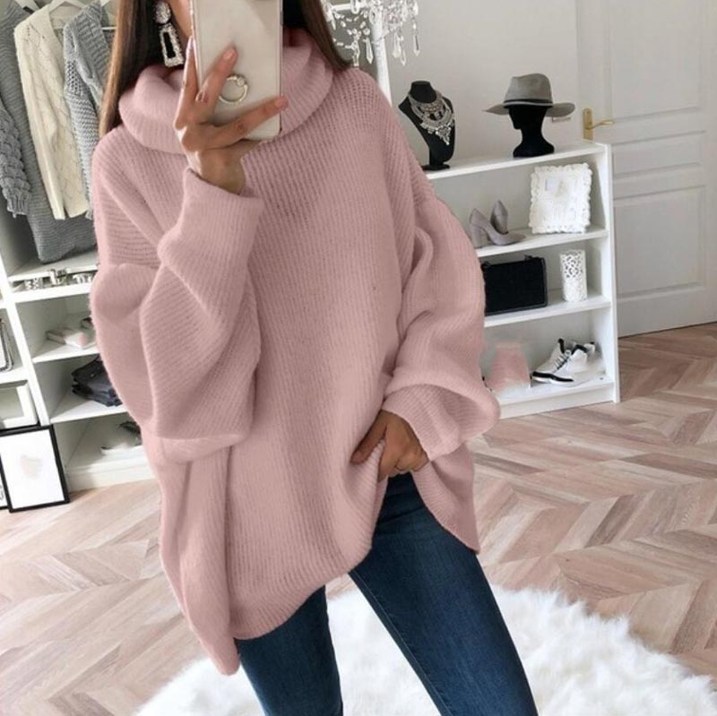 🔥Women’s Oversized Turtleneck Solid Color Knit Sweater