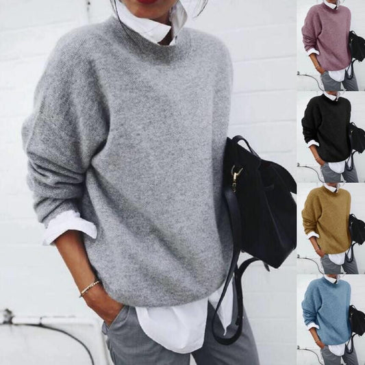 Round Neckline Casual Loose Sweaters