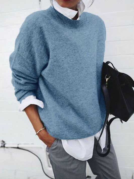 Round Neckline Casual Loose Sweaters