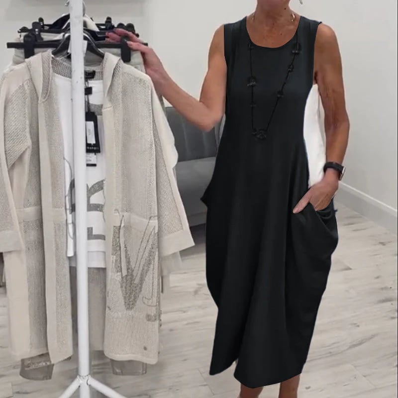 Simple Sleeveless Dress with Pockets