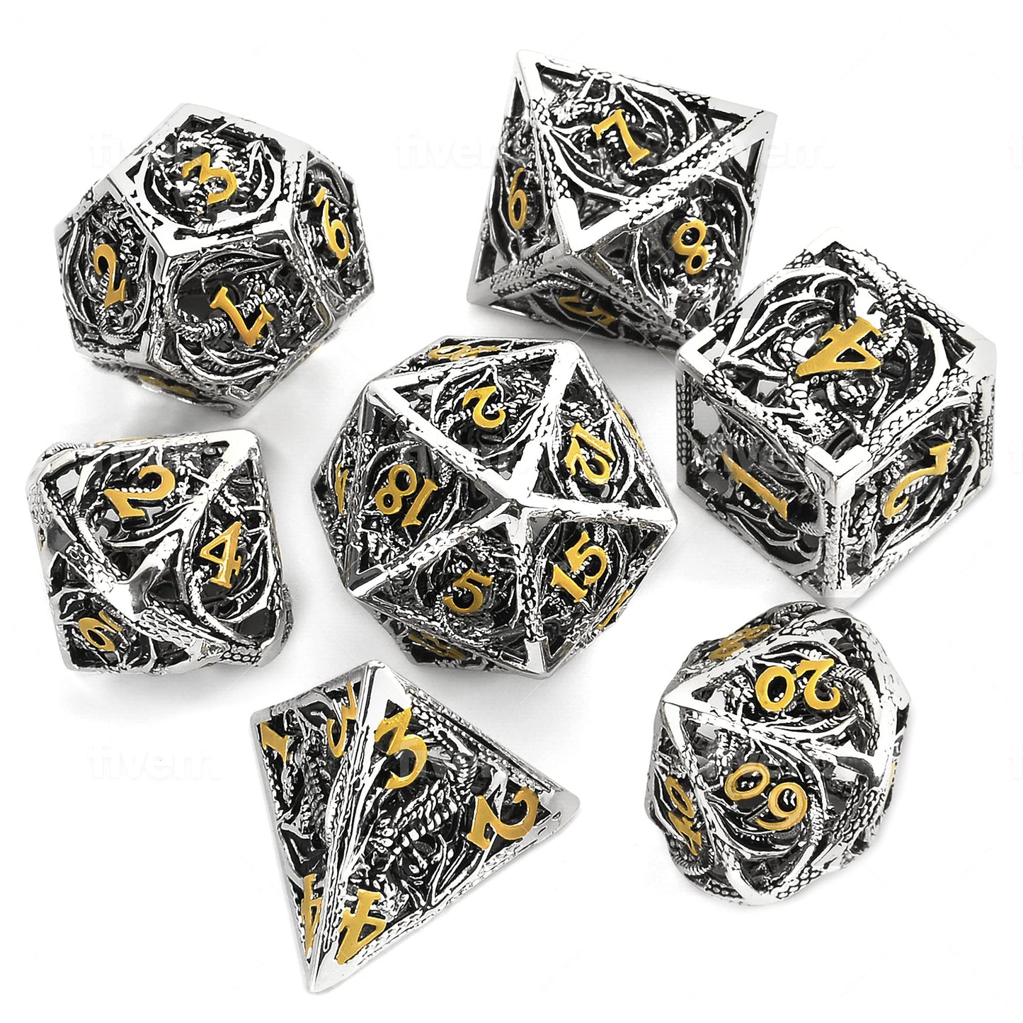 Hollow Metal Dragon Shaped Carving Dice Set🐲