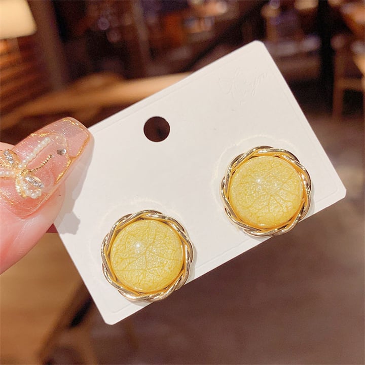 Colorful Textured Circle Earrings