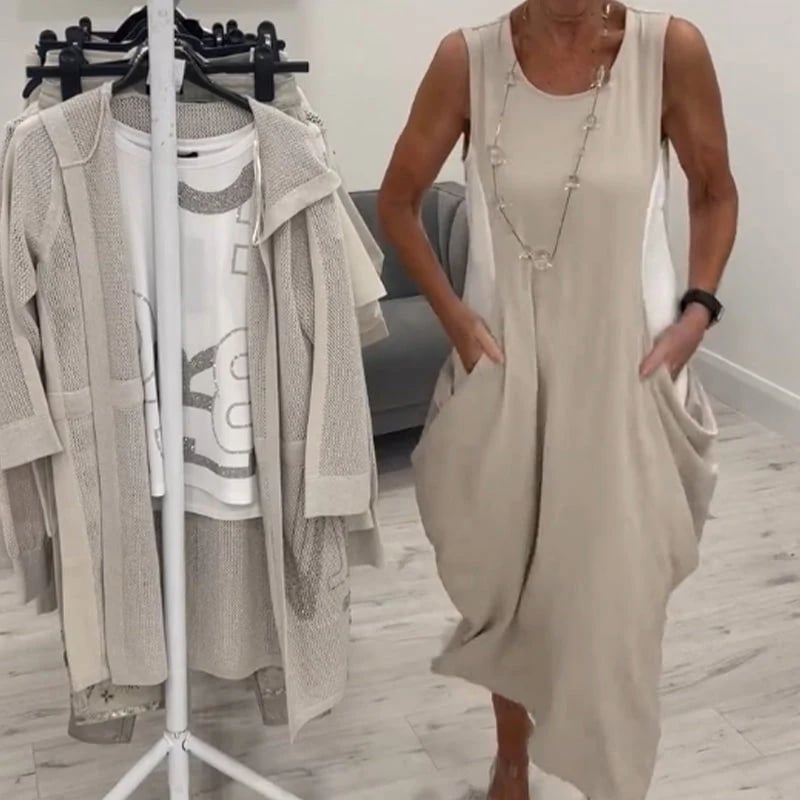Simple Sleeveless Dress with Pockets