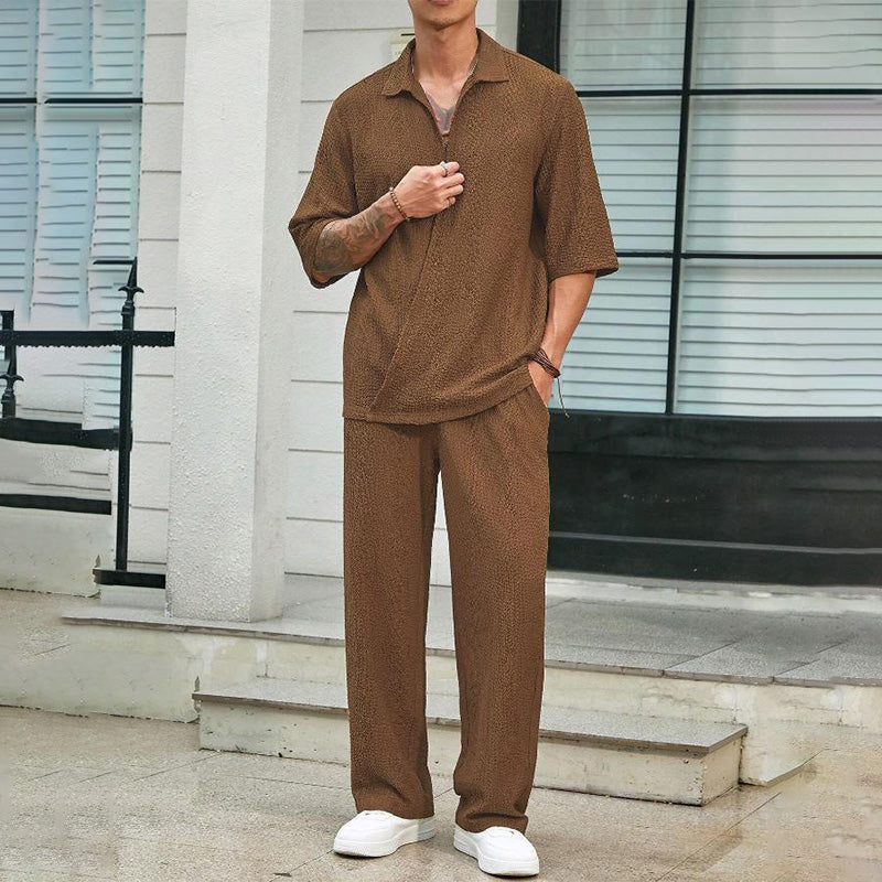 💖Men's 2 Pieces Short Sleeve V-Neck Top & Pants Sets