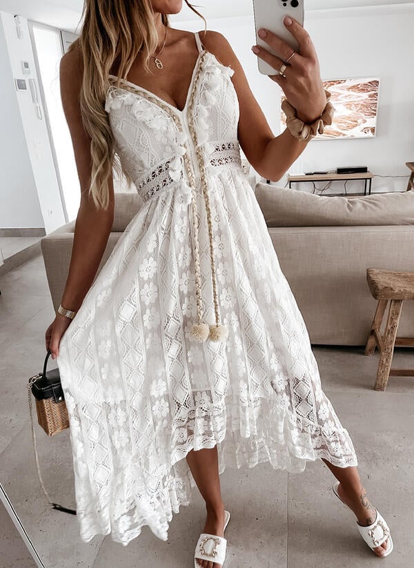 💕V-Neck Lace-Up Strappy Dress💕