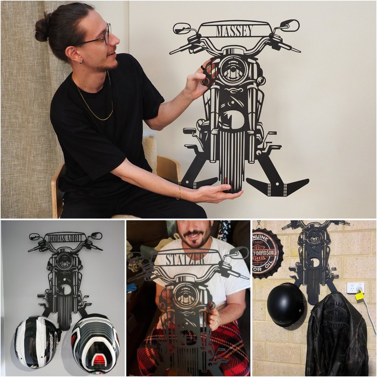 Motorcycle crash helmet holder, a great gift for cyclists