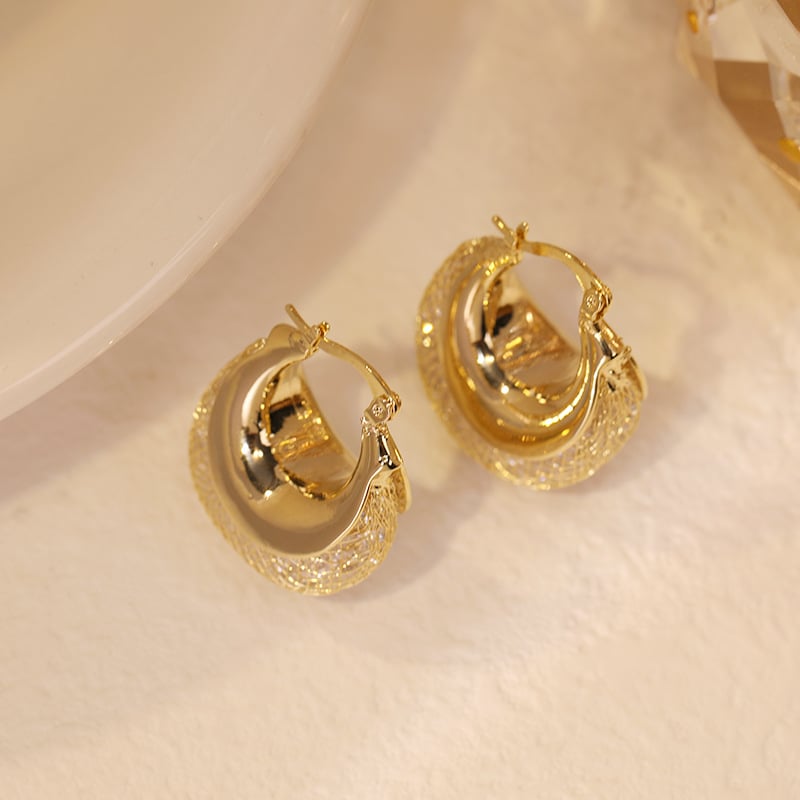 💐💝-MESH HOOP EARRINGS