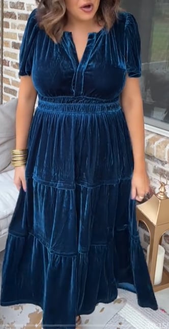 Vintage velvet pleated long dress