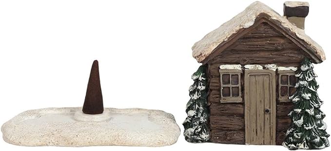 Log Cabin Snowy Winter Incense Cone Burner