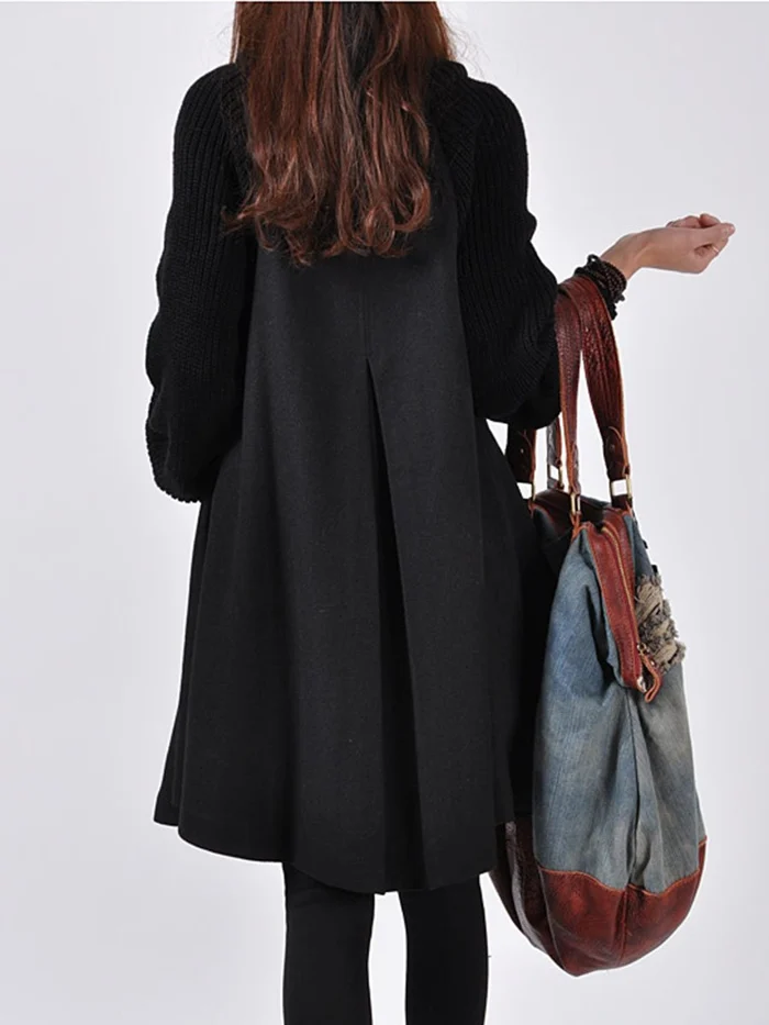(Free Shipping) High-Neck Oversized Long-Sleeved Coats
