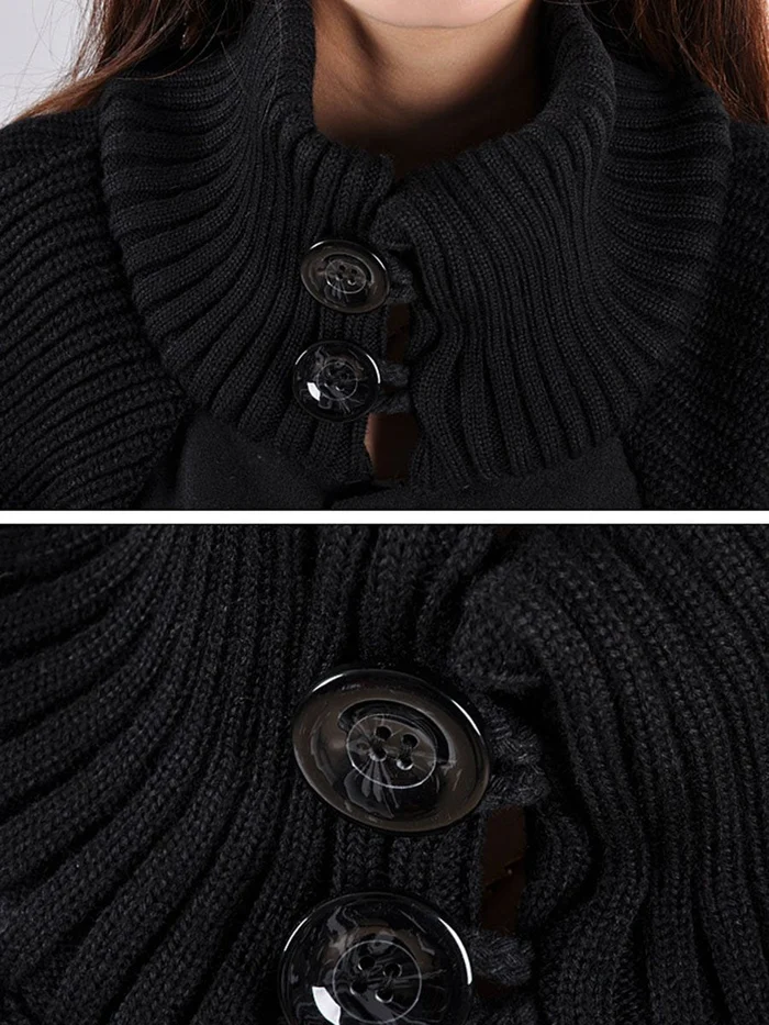 (Free Shipping) High-Neck Oversized Long-Sleeved Coats