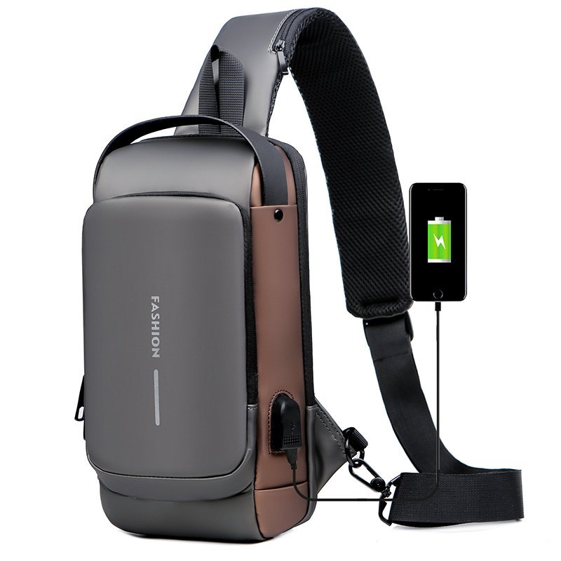 New Carbon Fiber USB charging sport sling  Anti-theft shoulder bag(Buy 2 Free Shipping)