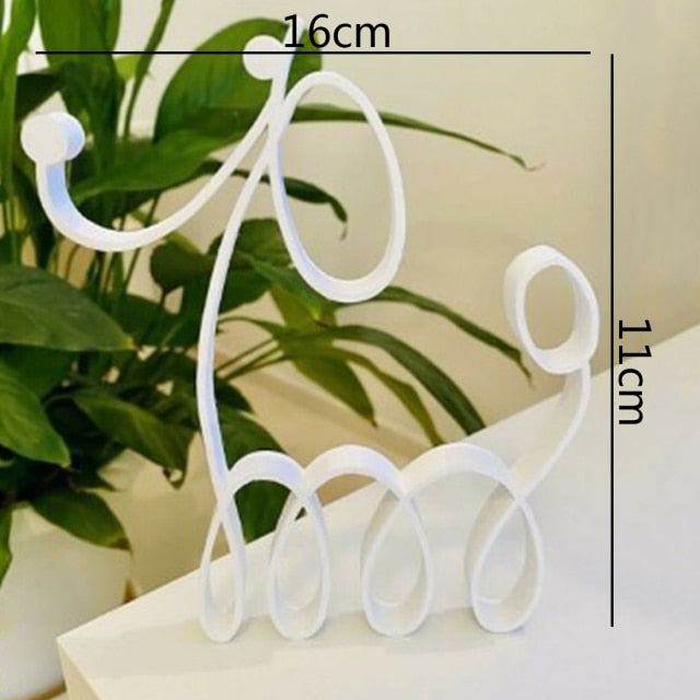 Dog & Cat Line Art Sculpture