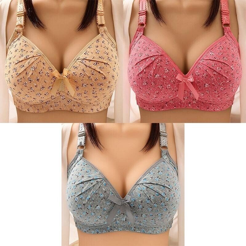 Plus Size Bra Women Underwear Wire Free Comfort  Soft Thin Breathable.