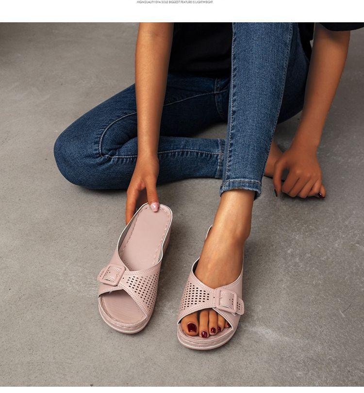 LEATHER SOFT FOOTBED ARCH-SUPPORT SANDALS