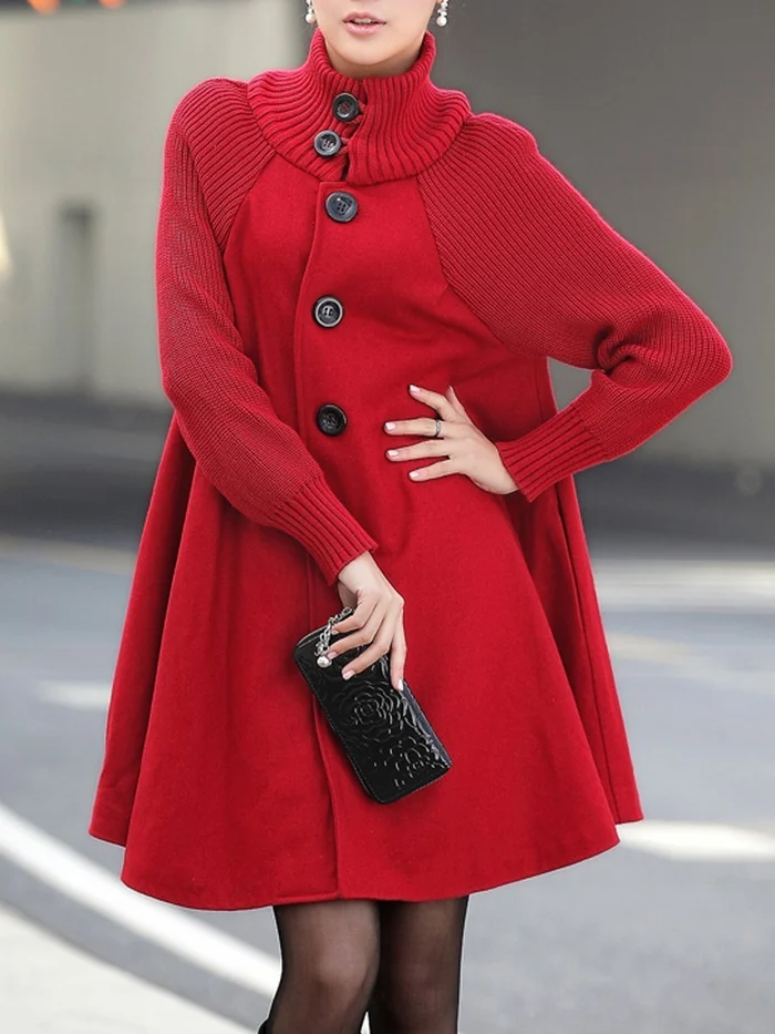 (Free Shipping) High-Neck Oversized Long-Sleeved Coats
