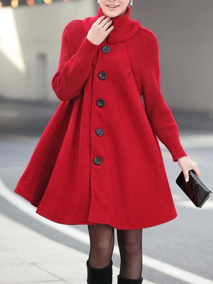 (Free Shipping) High-Neck Oversized Long-Sleeved Coats