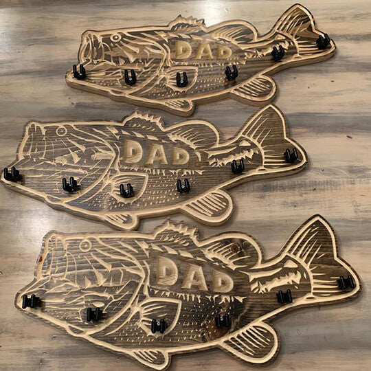 Father's Day Gift🎁 wood large mouth bass fishing rod holder