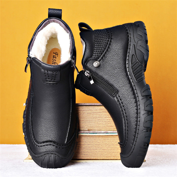 Zipper Warm Velvet Men Boots Shoes