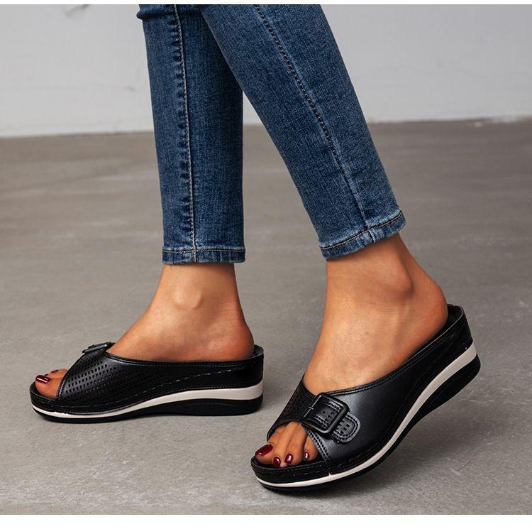 LEATHER SOFT FOOTBED ARCH-SUPPORT SANDALS