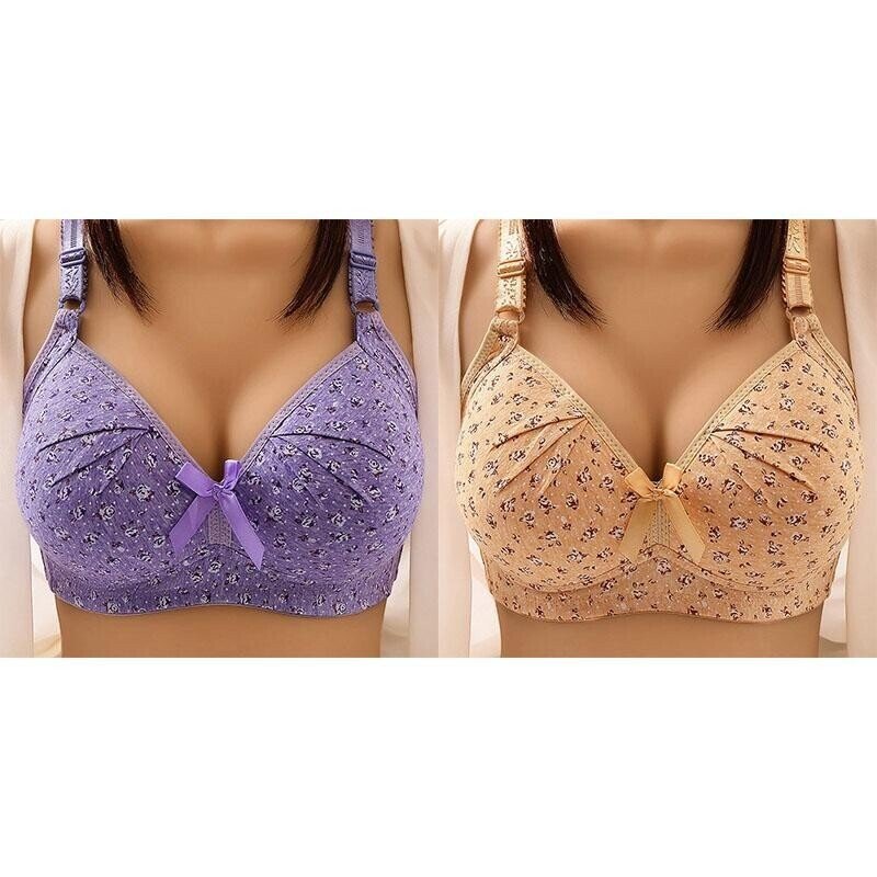 Plus Size Bra Women Underwear Wire Free Comfort  Soft Thin Breathable.