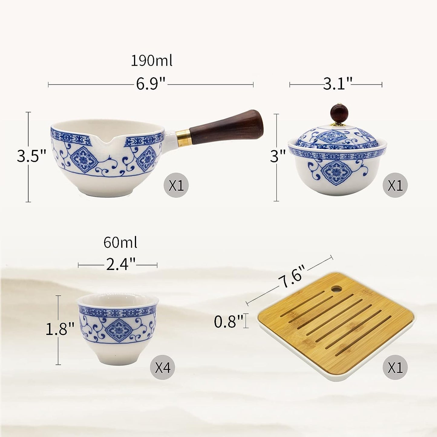 Porcelain Chinese Gongfu Tea Set
