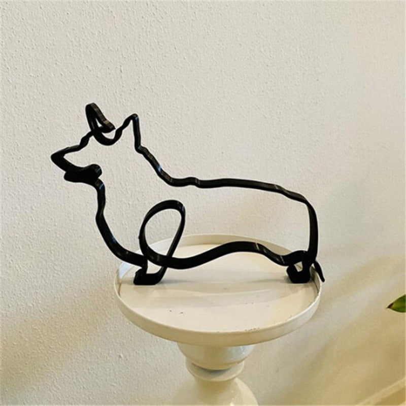 Dog & Cat Line Art Sculpture