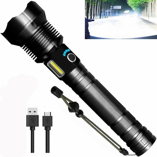 🔥 - LED Rechargeable Tactical Laser Flashlight 90000 High Lumens
