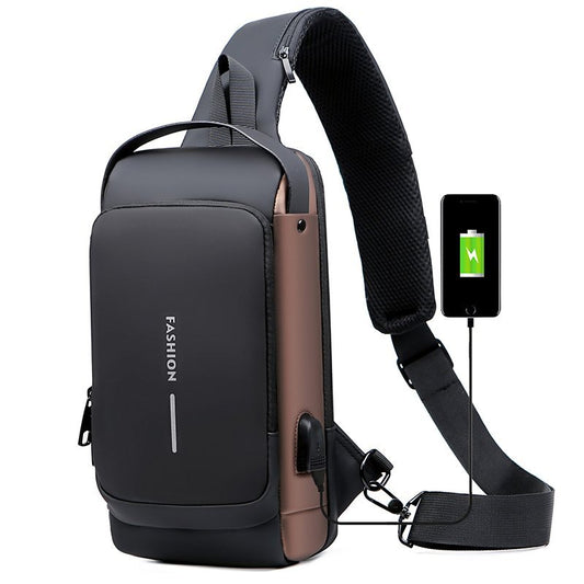 New Carbon Fiber USB charging sport sling  Anti-theft shoulder bag(Buy 2 Free Shipping)