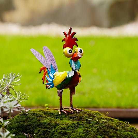 Funny garden rooster statue