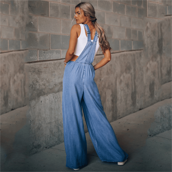 Women's Loose Adjustable Strap Wide Leg Denim