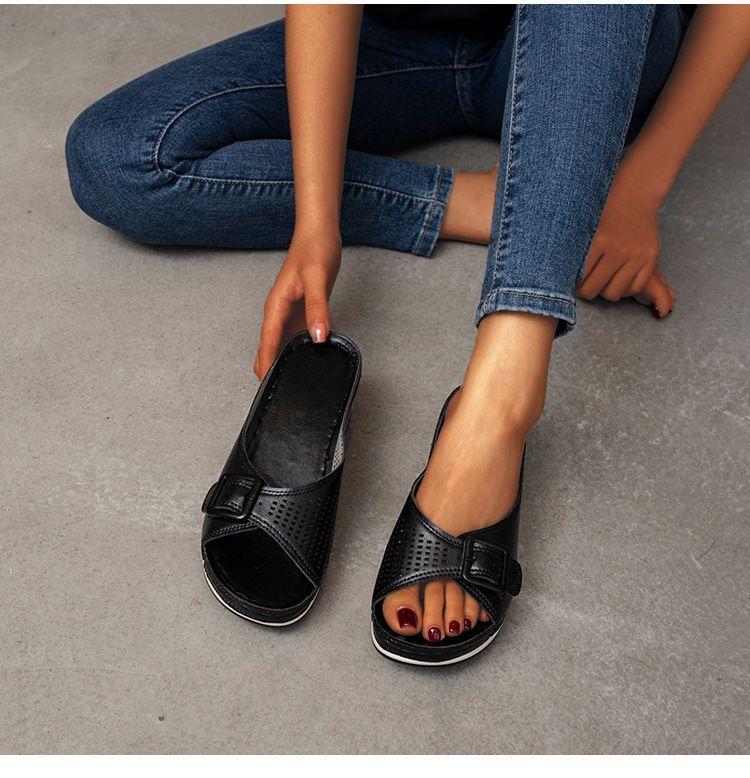 LEATHER SOFT FOOTBED ARCH-SUPPORT SANDALS