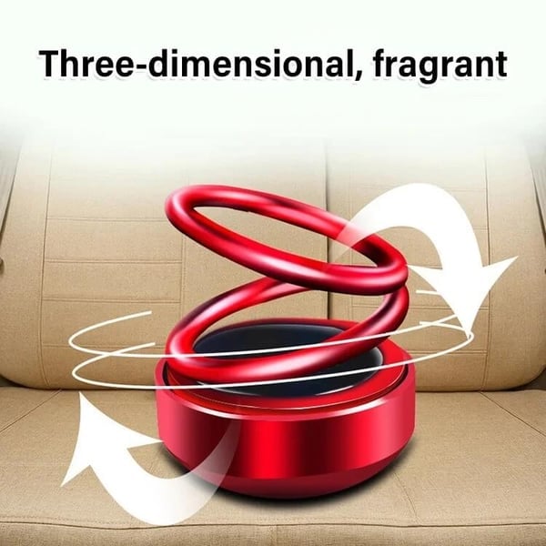 🎁🚗Solar Rotating Double Ring Suspension Car Aromatherapy Ornament💖