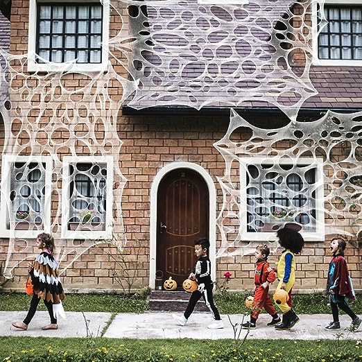 Stretchable Giant Spider Webs Stretchy Beef Netting Spider Webbing for Halloween Decoration Outdoor Indoor Yard