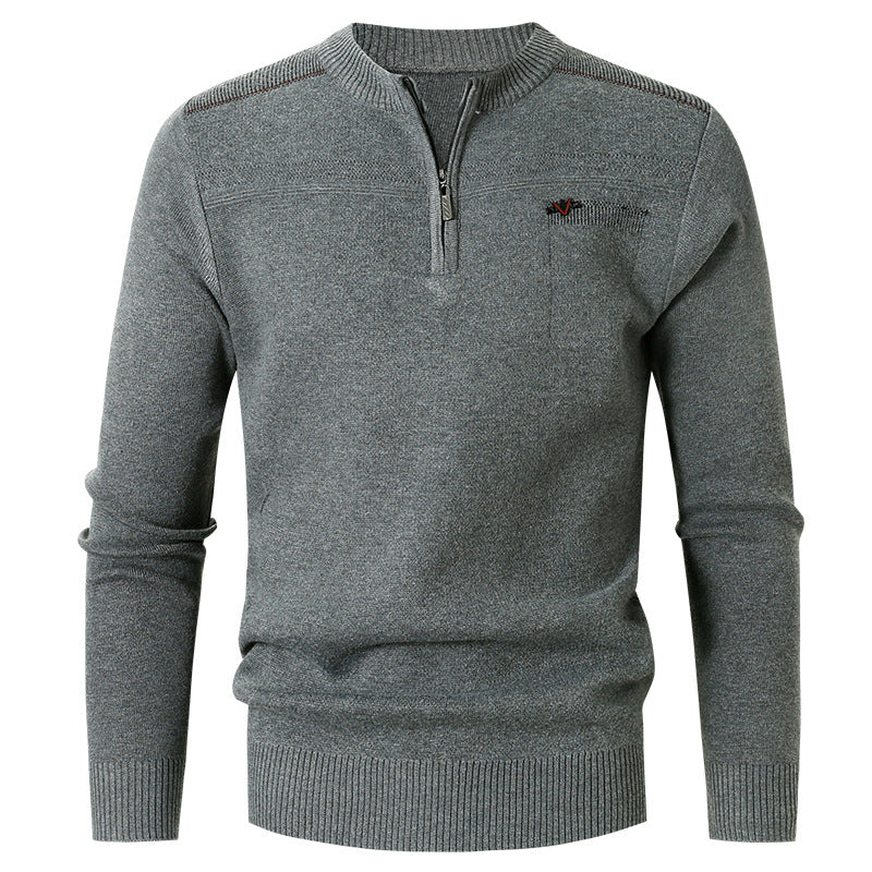 Men's Casual Crew Neck Sweater Solid Color Autumn And Winter Inner Wear