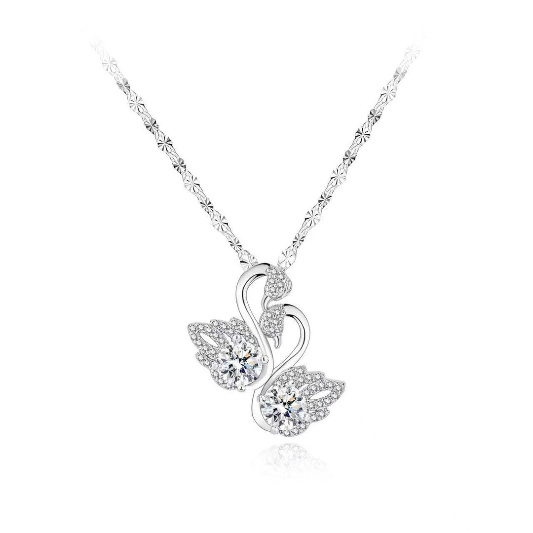 Double Swan Moissanite Pendant Necklace