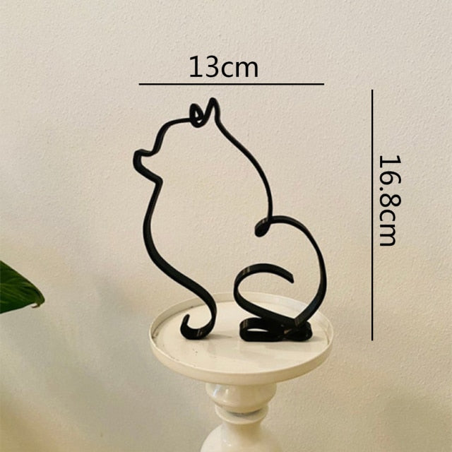 Dog & Cat Line Art Sculpture