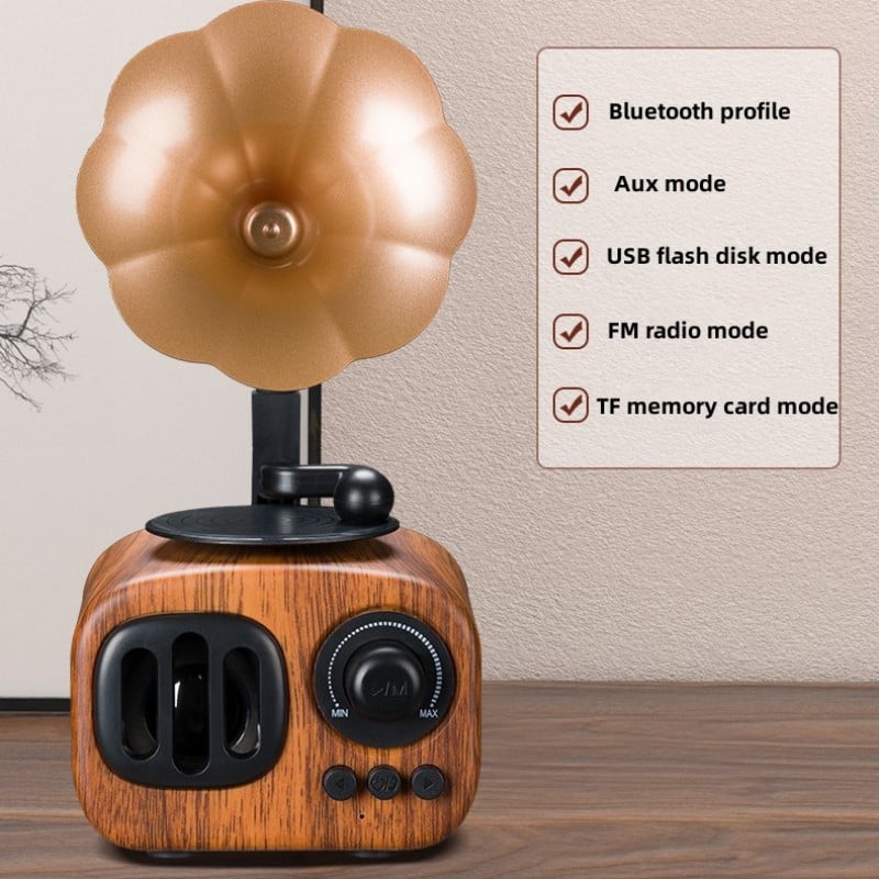 ❤️Retro Wooden Phonograph Bluetooth Speaker