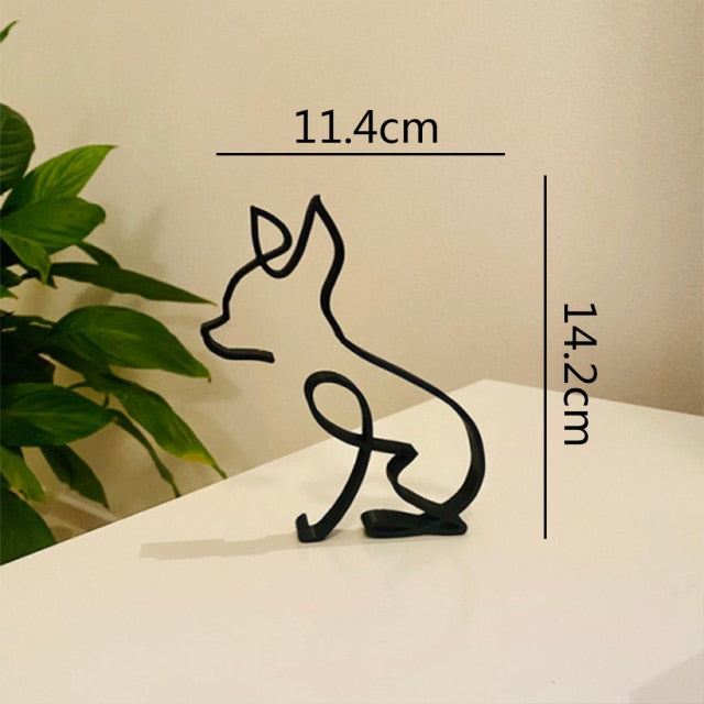 Dog & Cat Line Art Sculpture