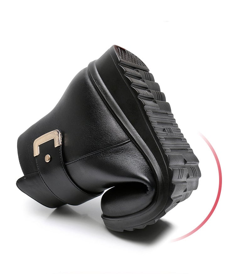 🔥Genuine Leather Metal Buckle Velvet Boots