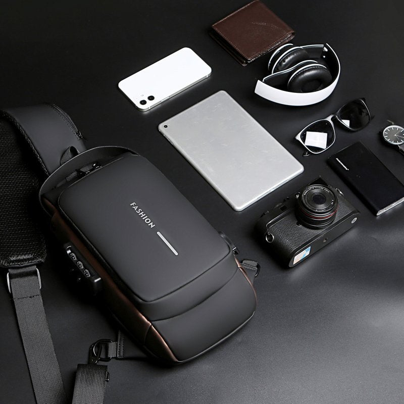 New Carbon Fiber USB charging sport sling  Anti-theft shoulder bag(Buy 2 Free Shipping)