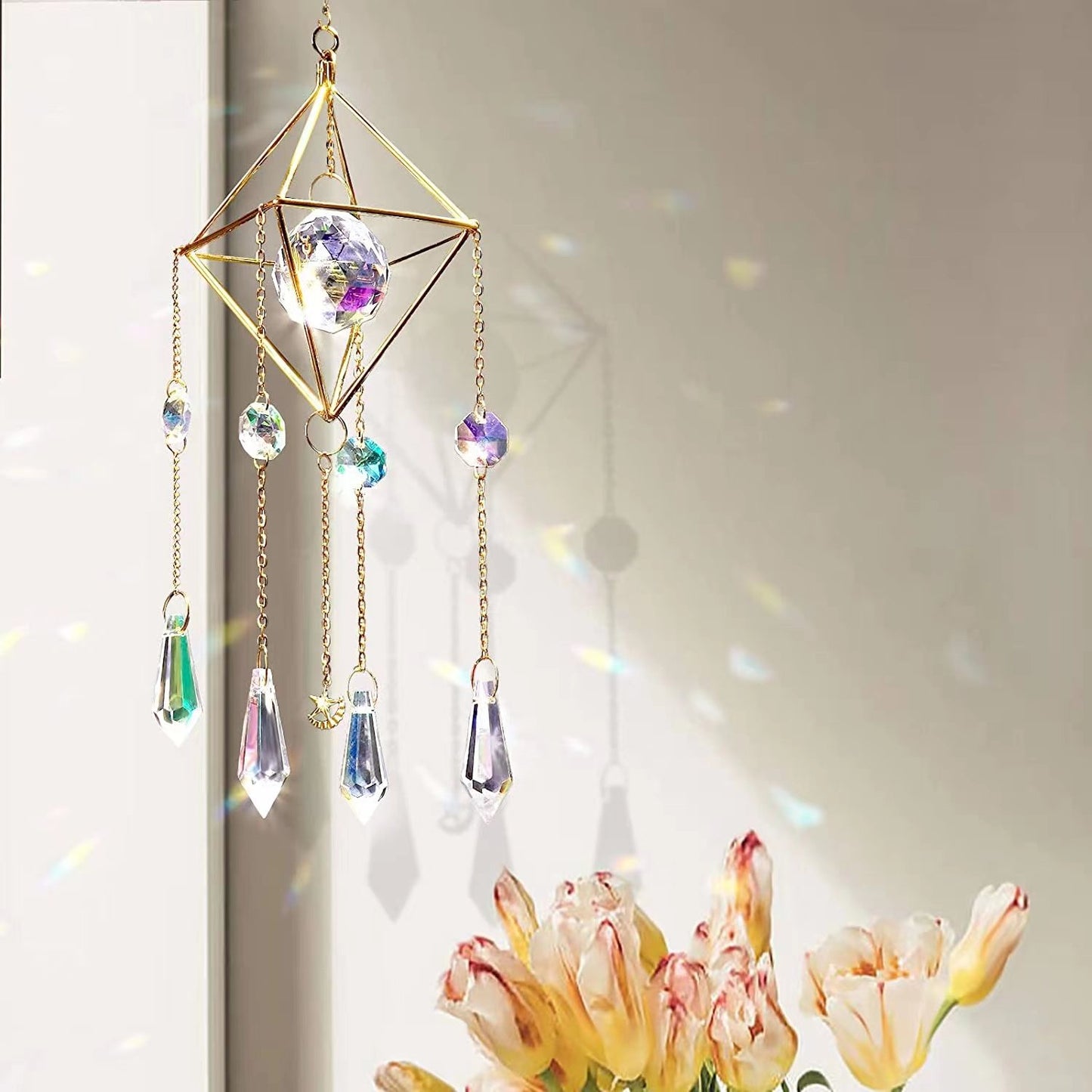 🔮2023 Christmas Hot Sale-Suncatcher Moon Crystal Wind Chime💎