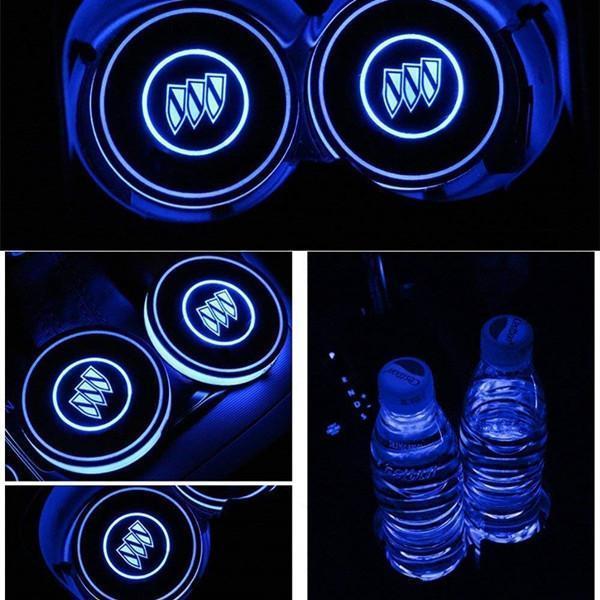 Led Car Logo Cup Lights up Holder USB Charging 7 Colors Changing
