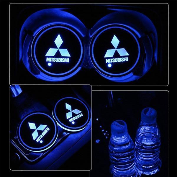 Led Car Logo Cup Lights up Holder USB Charging 7 Colors Changing