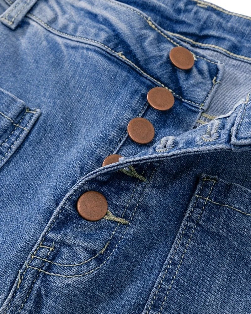 Vintage Button Fly Booty Shaping High Waist Flare Jeans